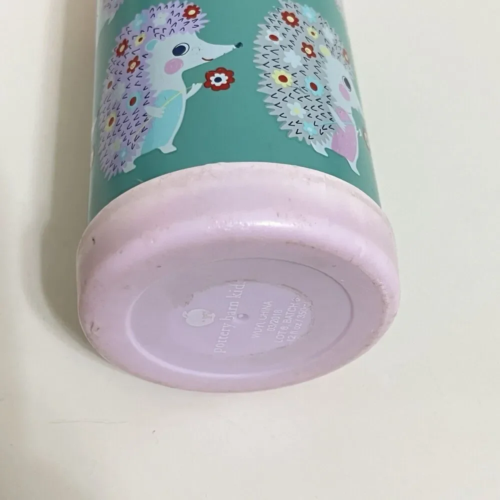 Pottery Barn Kids Mackenzie Aqua Hedgehogs Water Bottle - USED FLAWS